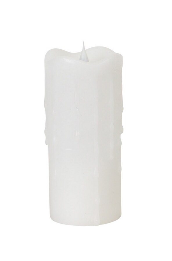 Melrose 7" Simplux White Flameless LED Lighted Wax Pillar Candle with Moving Flame