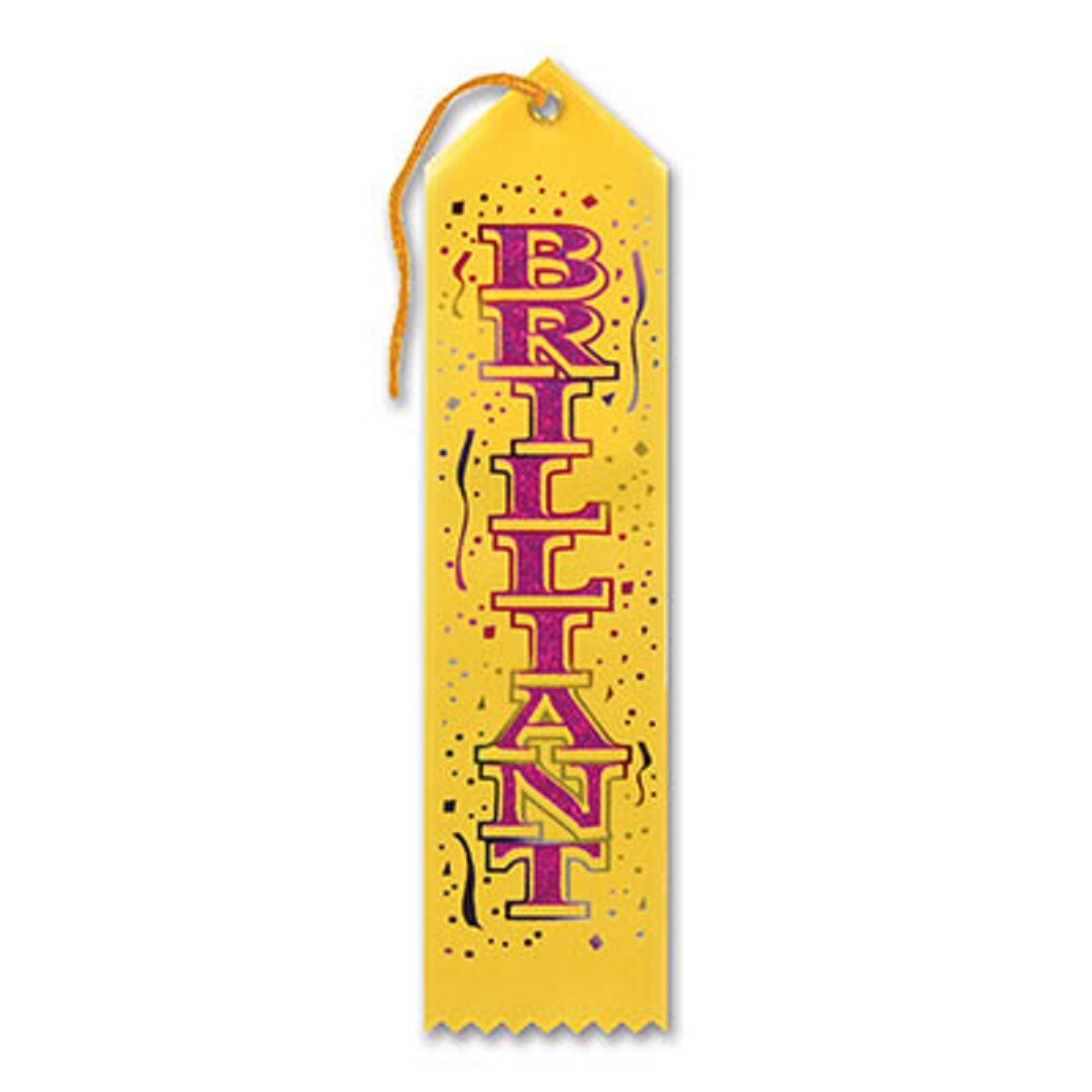 Beistle Pack of 6 Yellow "Brilliant Award" School Award Ribbon Bookmarks 8"