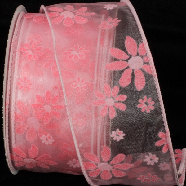 The Ribbon People Pink Contemporary Floral Wired Craft Ribbon 2.5&#x22; x 40 Yards