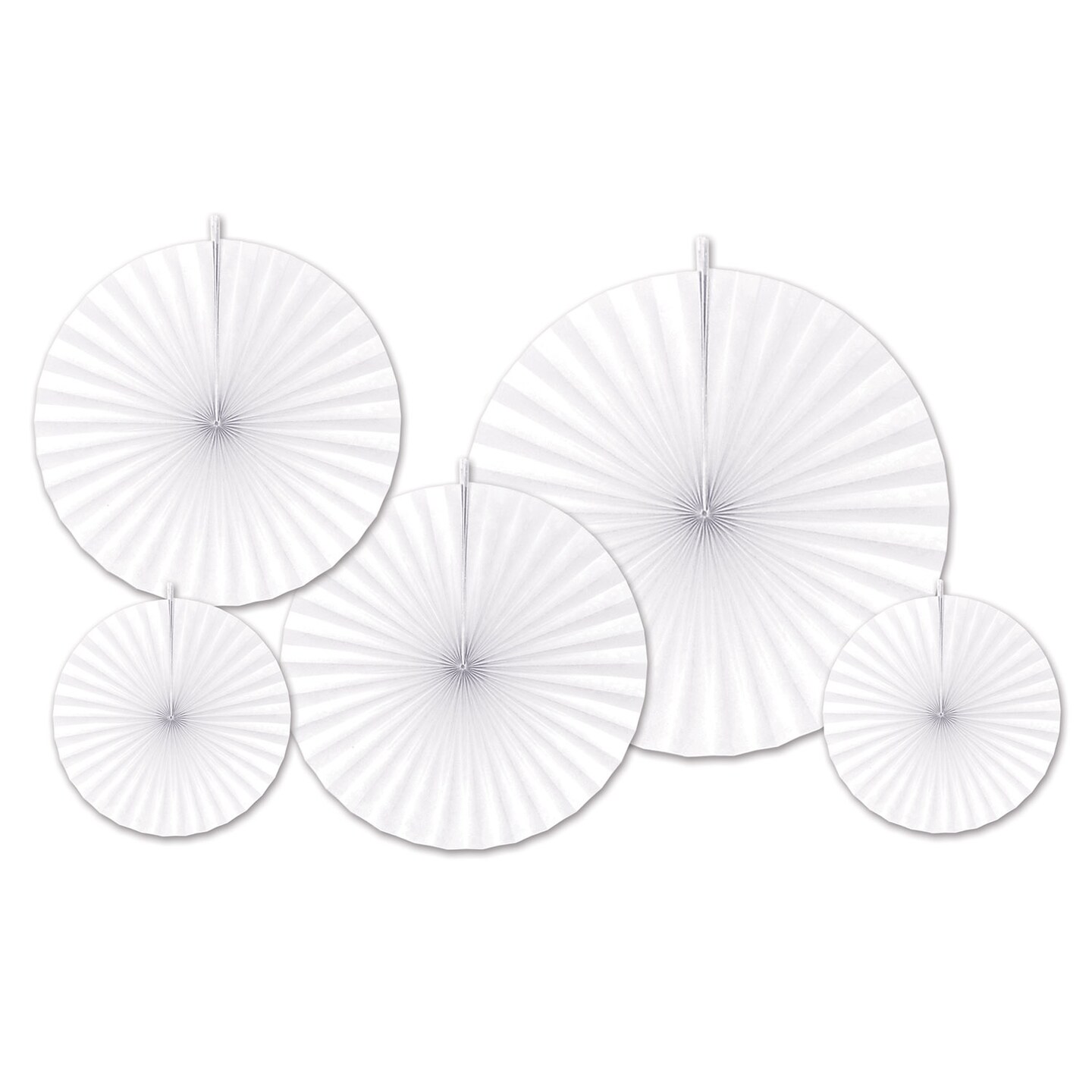 Beistle Club Pack of 60 Polar White Hanging Accordion Paper Fan Decorations 16"