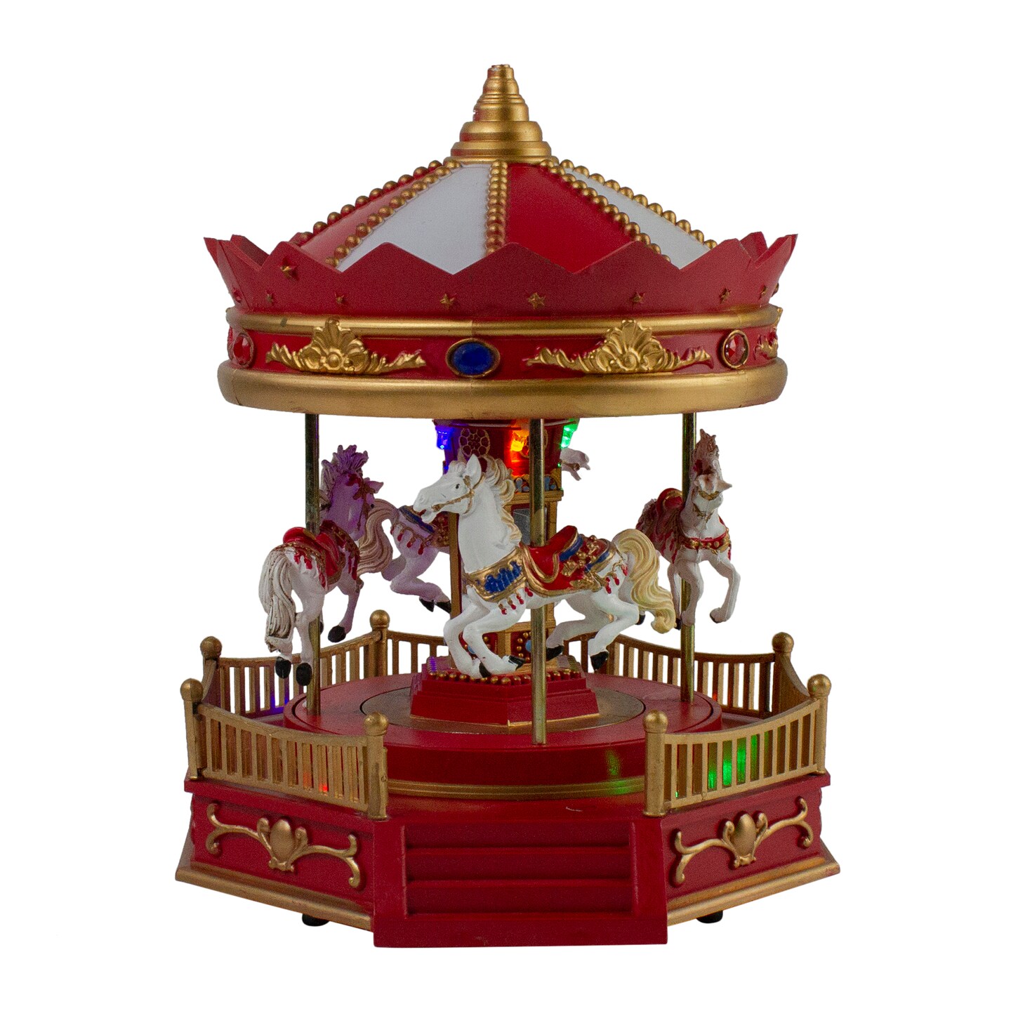 Northlight LED Lighted Animated and Musical Carousel Christmas Village Display - 9.25&#x22;