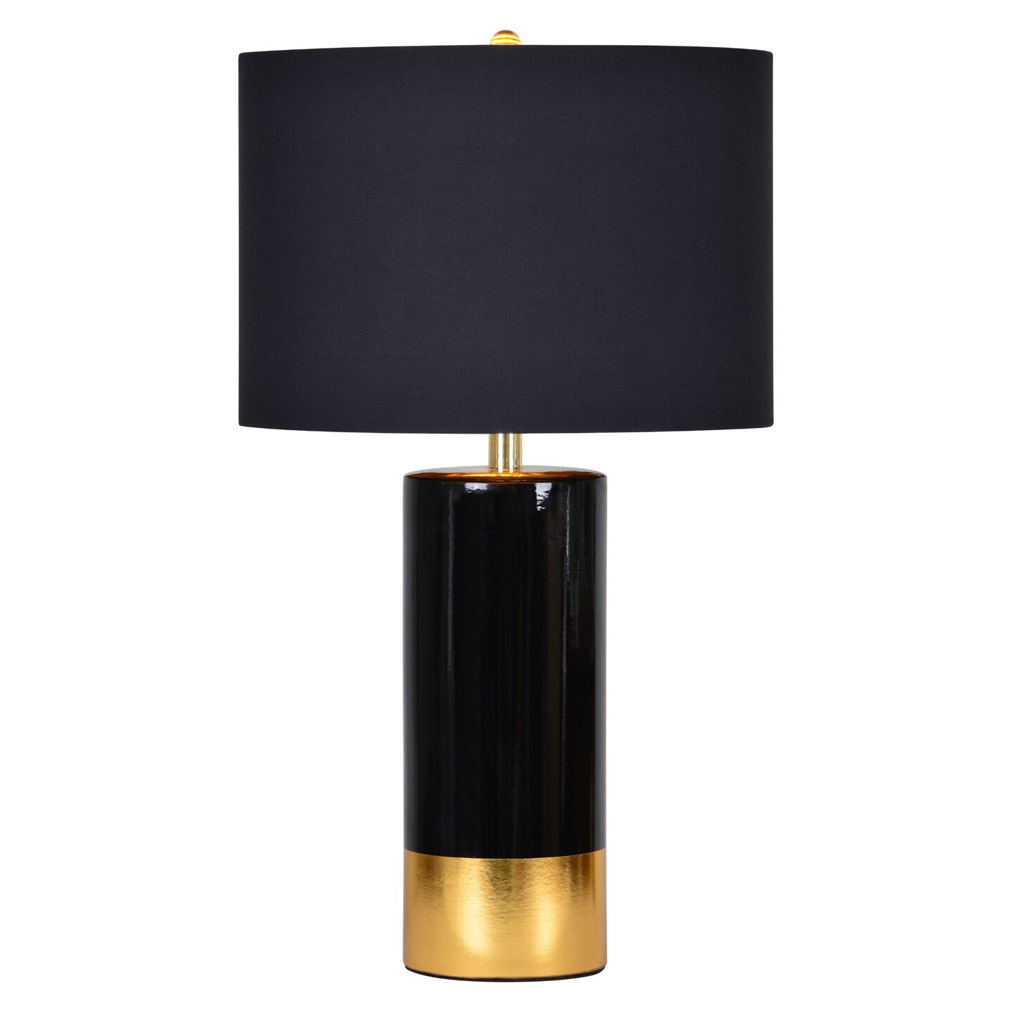 Signature Home Collection 29" Black and Gold Ceramic Table Lamp with Drum Shade