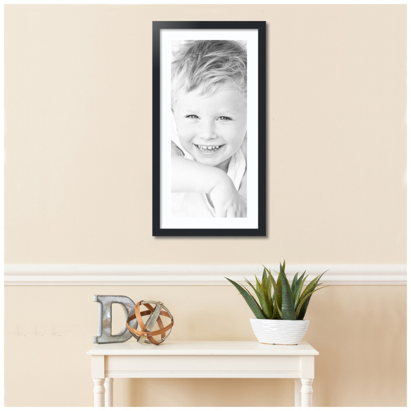 ArtToFrames 16x32" Matted Picture Frame with 12x28" Single Mat Photo Opening Framed in 1.25" Black and 2" Mat (FWM-3926-16x32)