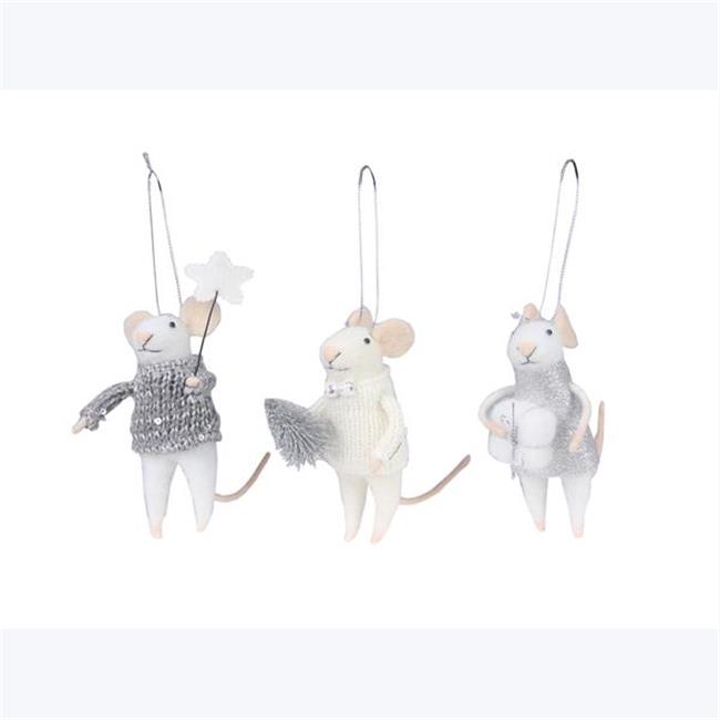 12cm Felt Mice Ornament - Felt and Yarn