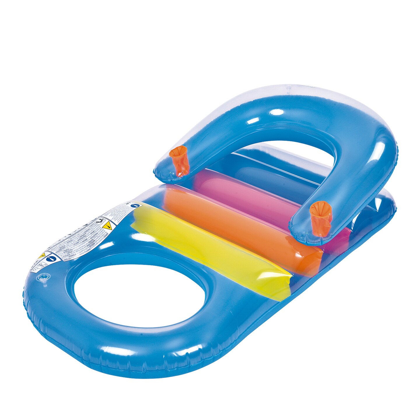 Pool Central 59" Blue Inflatable Pool Lounger with Dual Drink Holders