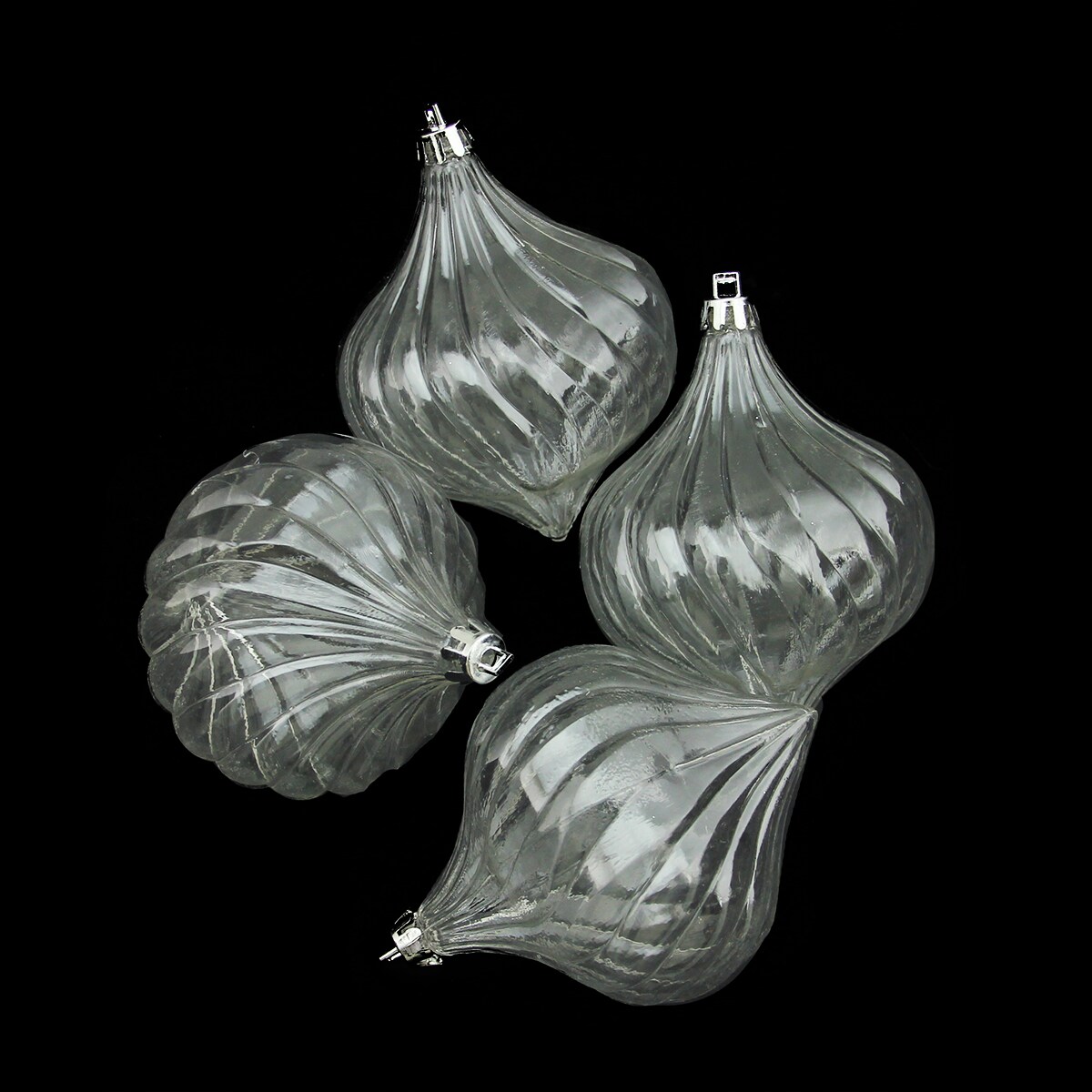 Northlight 4ct Clear Transparent Onion Drop Shatterproof Christmas Ornaments 4.5"