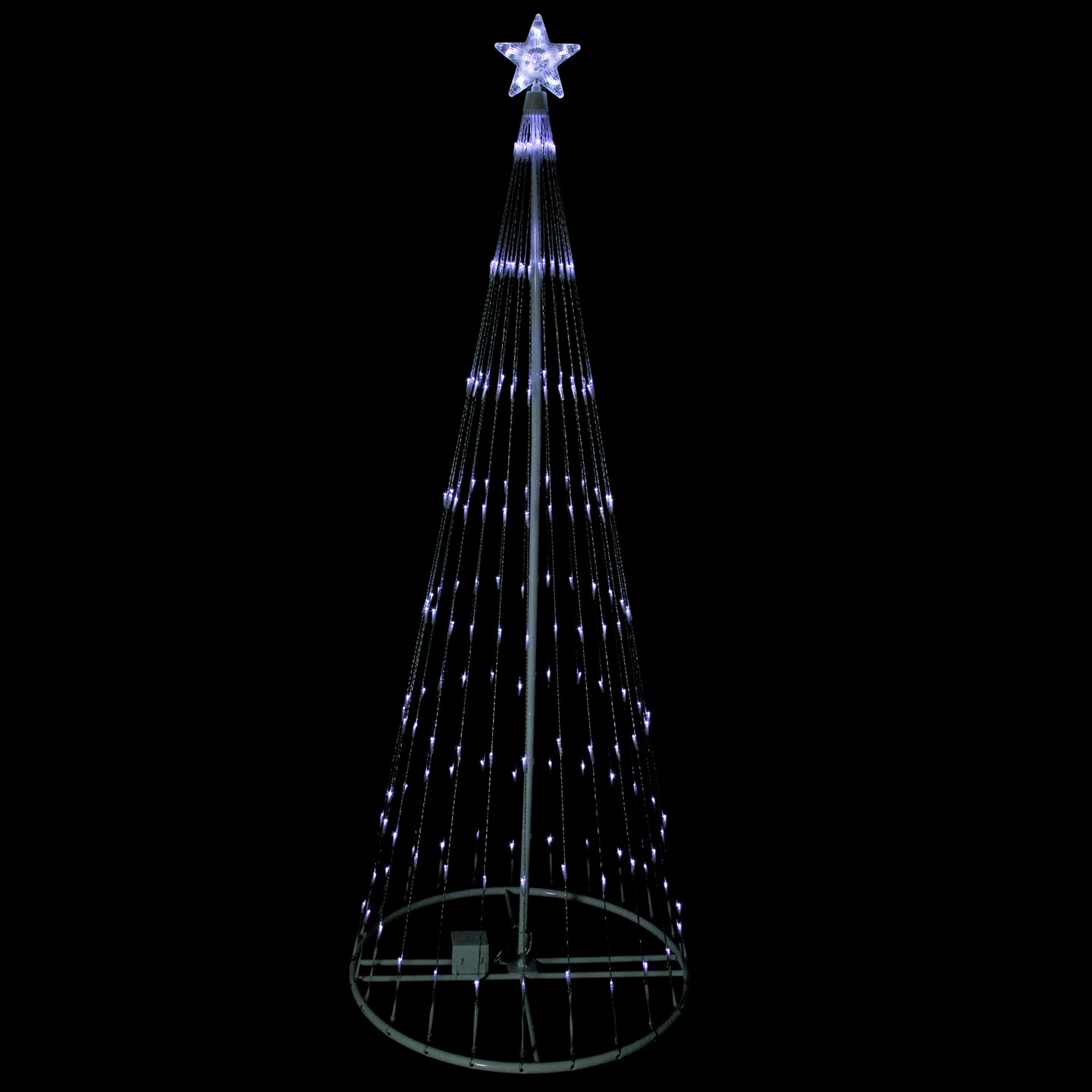 Northlight LED Lighted Show Cone Christmas Tree Outdoor Decoration - 9&#x27; - Pure White Lights