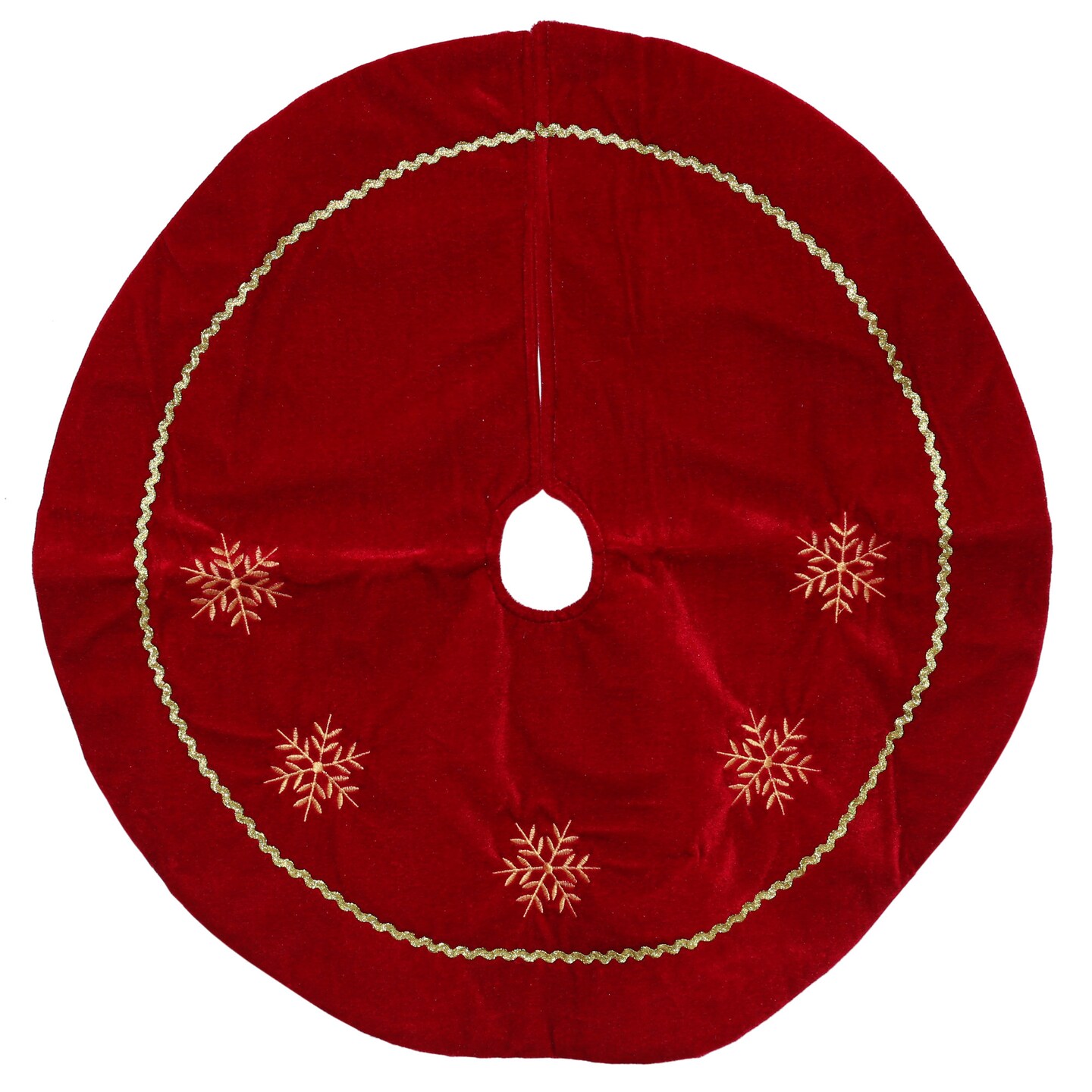 Northlight Snowflakes Christmas Tree Skirt - 24" - Red and Gold