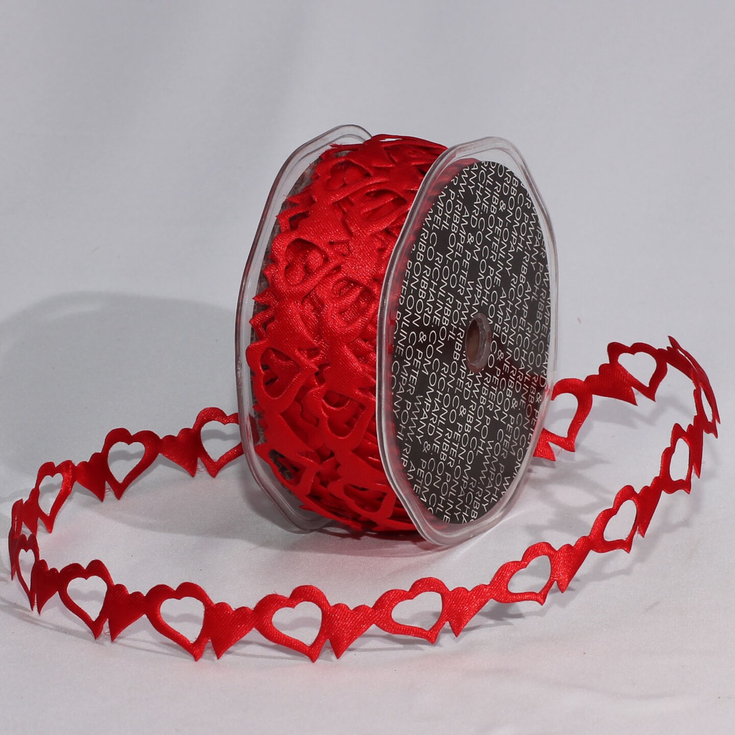 The Ribbon People Red Row of Hearts Woven Edge Craft Ribbon 0.75&#x22; x 17 Yards