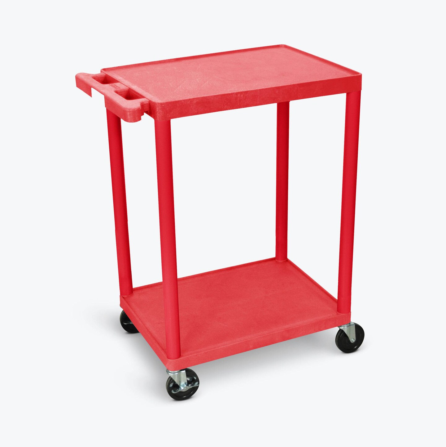 Luxor Office Multipurpose Flat Shelf Utility Cart - Two Shelves Red