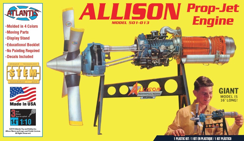 Atlantis Plastic Model Kit-Allision Prop Jet 501-D13 Engine