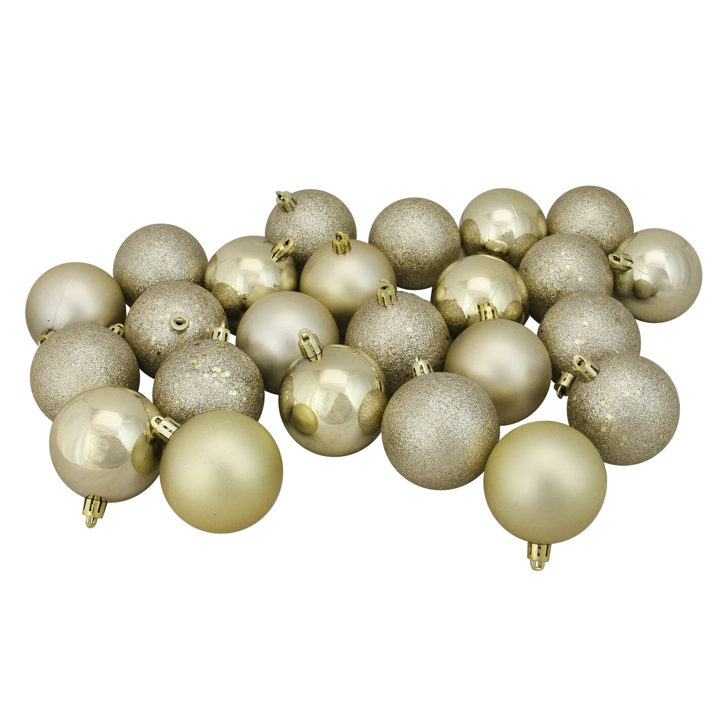 Northlight Shatterproof 4-Finish Christmas Ball Ornaments - 2.5" (60mm) - Champagne Gold - 24ct