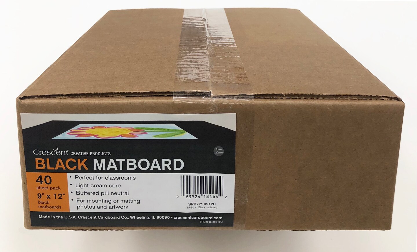 Crescent Mat Board Black School Pack, 9" x 12", 5" x 7" Window, 40/Pkg.