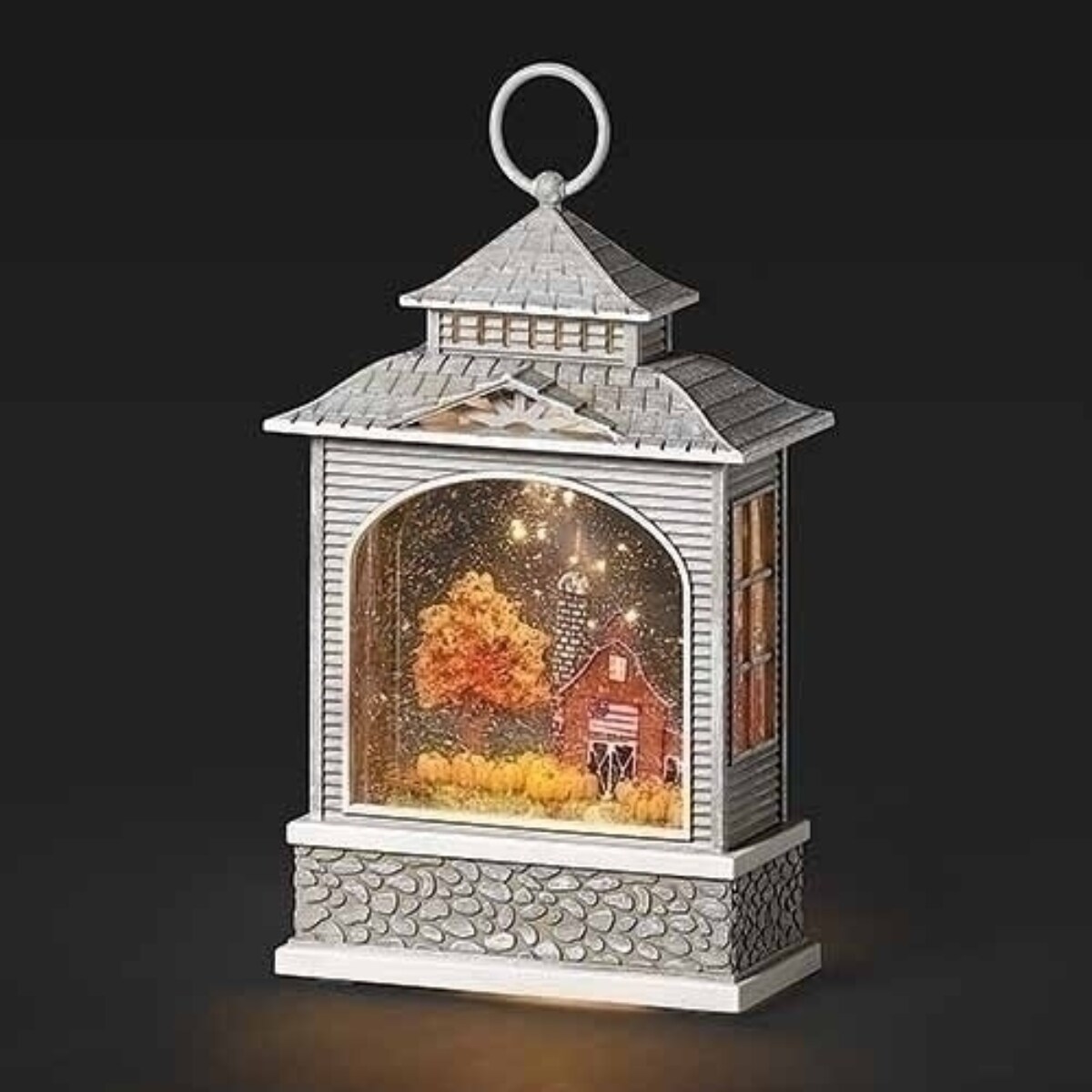 Roman 10.5" LED Lighted Farm Christmas Snow Globe Lantern, Color: White ...