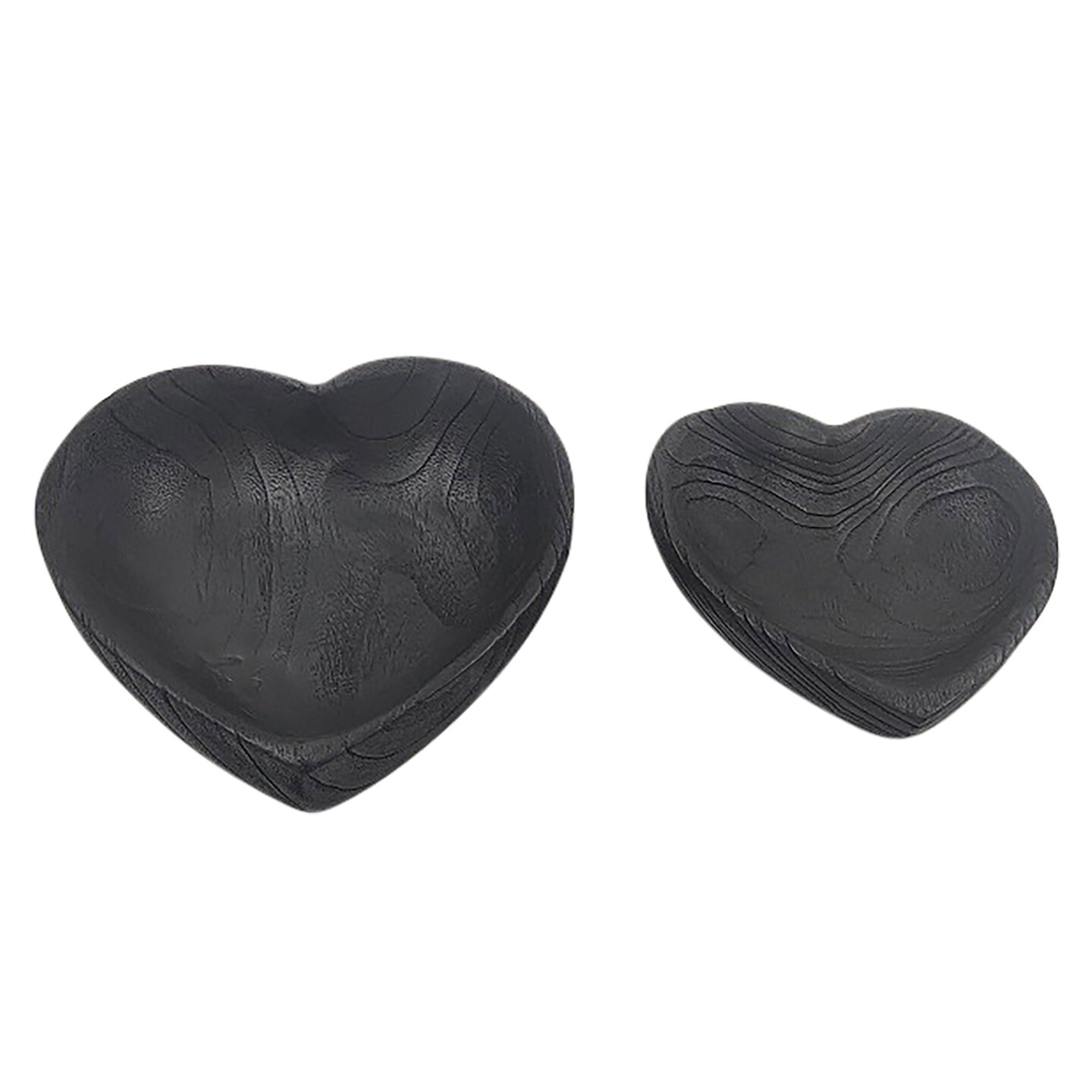 Kingston Living Distressed Finish Heart Shaped Bowls  - 10&#x22; - Black - Set of 2