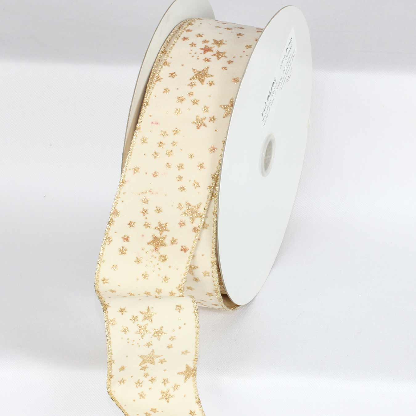 The Ribbon People Ivory and Gold Galaxy Wired Craft Ribbon 2&#x22; x 20 Yards