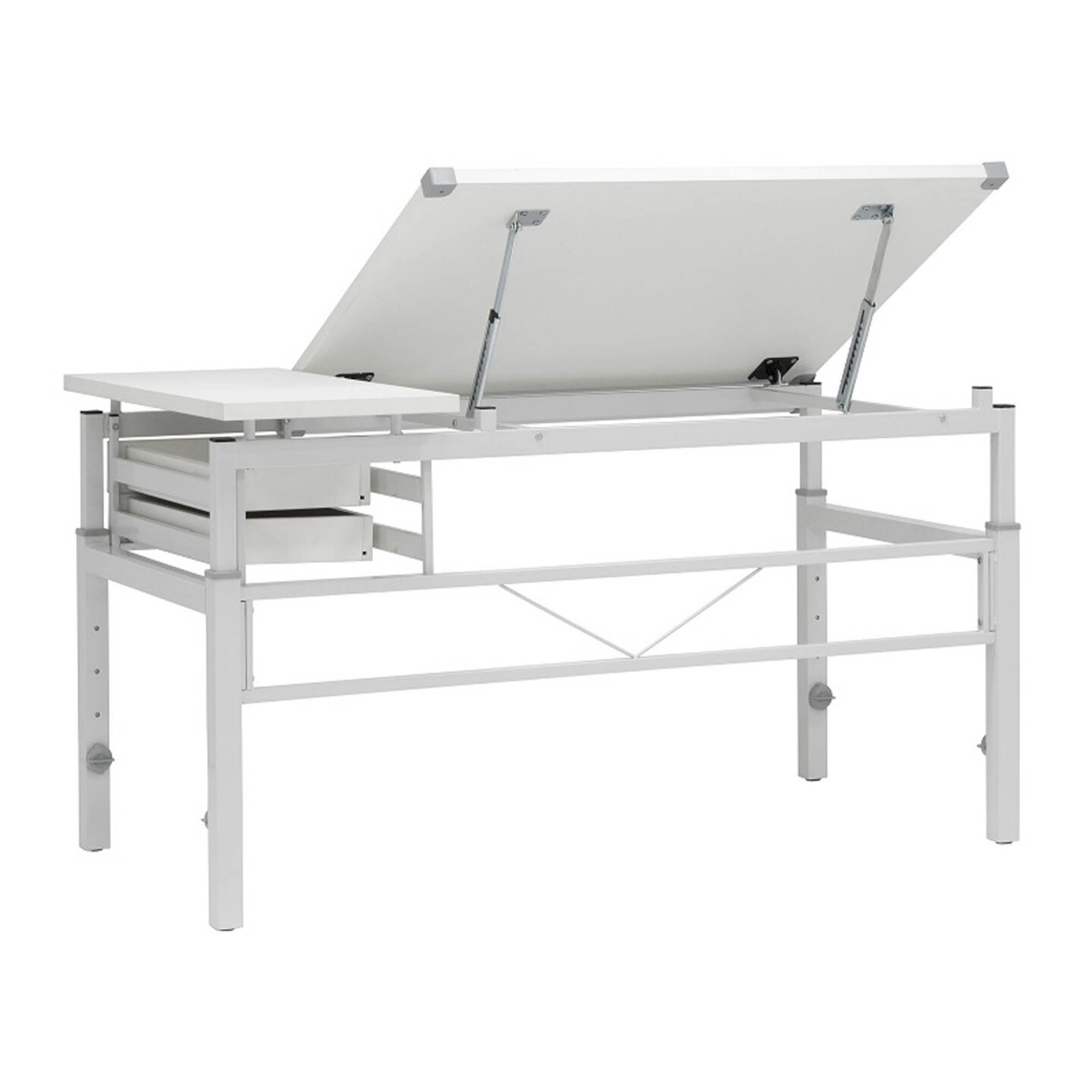 Graphix II Height Adjustable, Split Top, Pro Line Drafting Table With 39.5" x 30" Tilting Top And Drawers In White