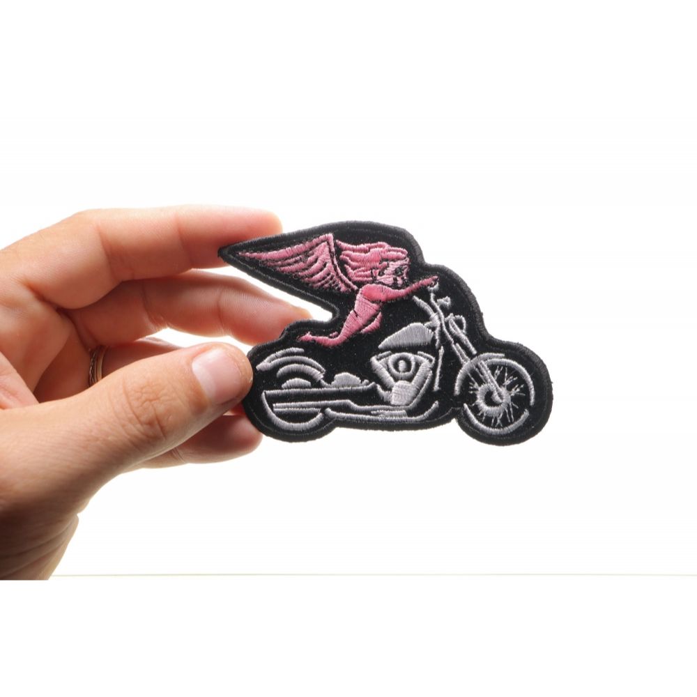 Iron Patches For Clothing Pink Biker With Pink Girl Rider