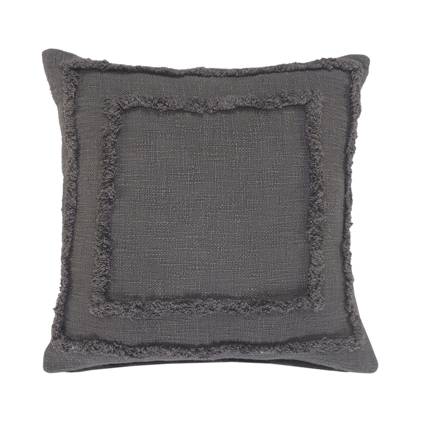 Laddha Home Designs 20" Gray Solid Tufted Square Throw Pillow