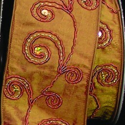The Ribbon People Metallic Amber Swirls Wired Craft Ribbon 2.5" x 10 Yards