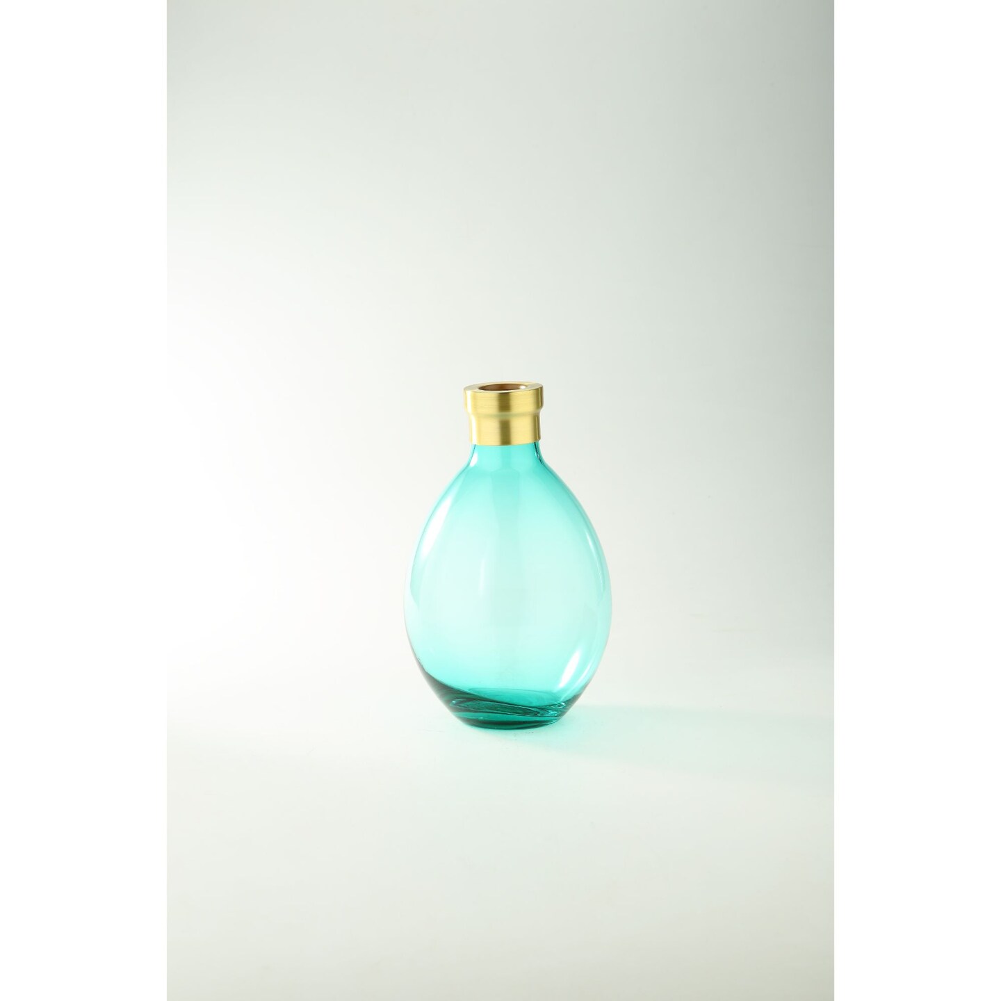 CC Home Furnishings 10" Aqua Blue Hand Blown Glass Tabletop Vase