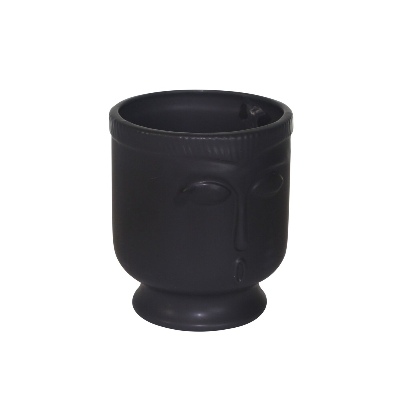 Kingston Living Matte Finish Surprised Face Ceramic Vase - 5.5&#x22; - Black
