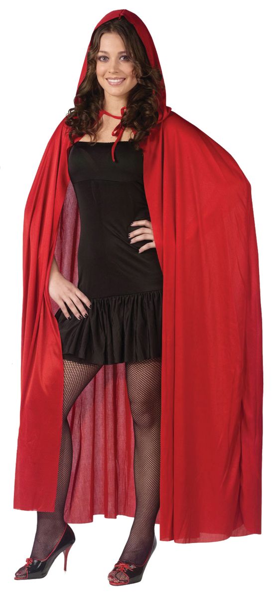 The Costume Center 68&#x22; Red Solid Women Adult Halloween Hooded Cape Costume Accessory - One Size