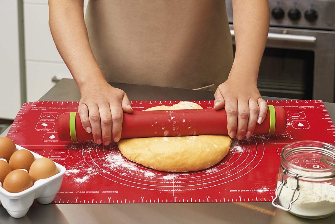 Mastrad 24&#x22; x 15&#x22; Non-Stick Flexible Silicone Large Pastry Mat - 3-in-1 Prep, Store and Bake All with One Mat