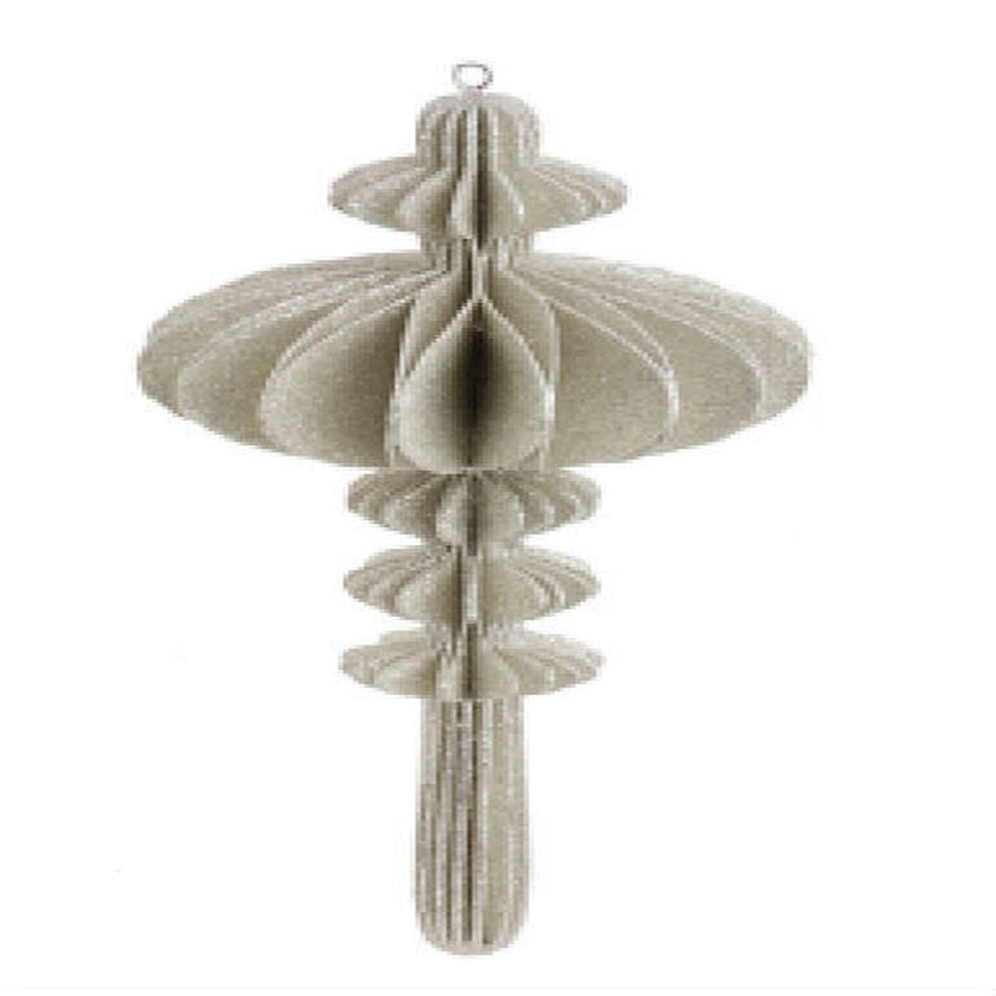 Raz 10&#x22; Eco Country Silver Glitter Corrugated Five Orbed Christmas Finial Ornament