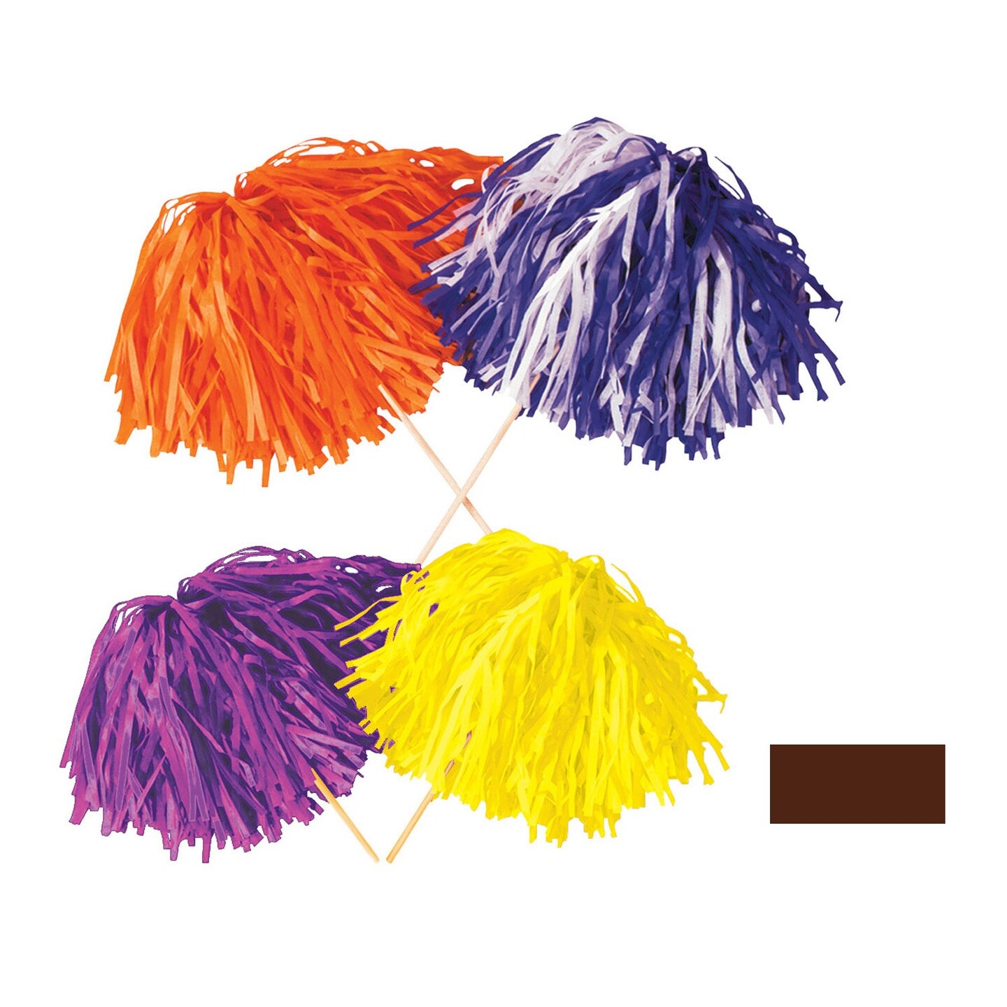 Beistle Club Pack of 144 Brown Pep Rally Tissue Shaker Pom Pom Accessories 16" x 12"