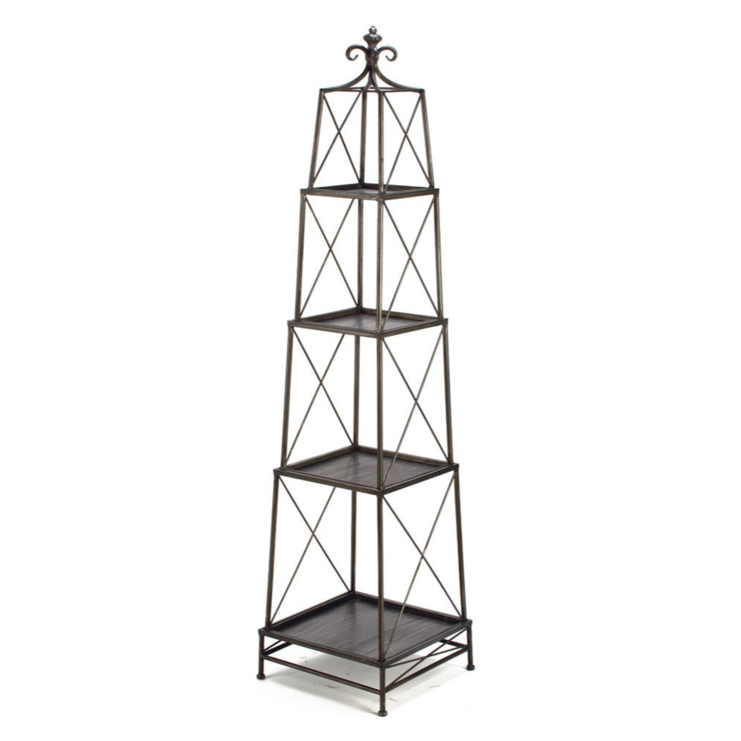 Tripar International 65.5" Gunmetal Black Stackable 4-Tier Obelisk Stand