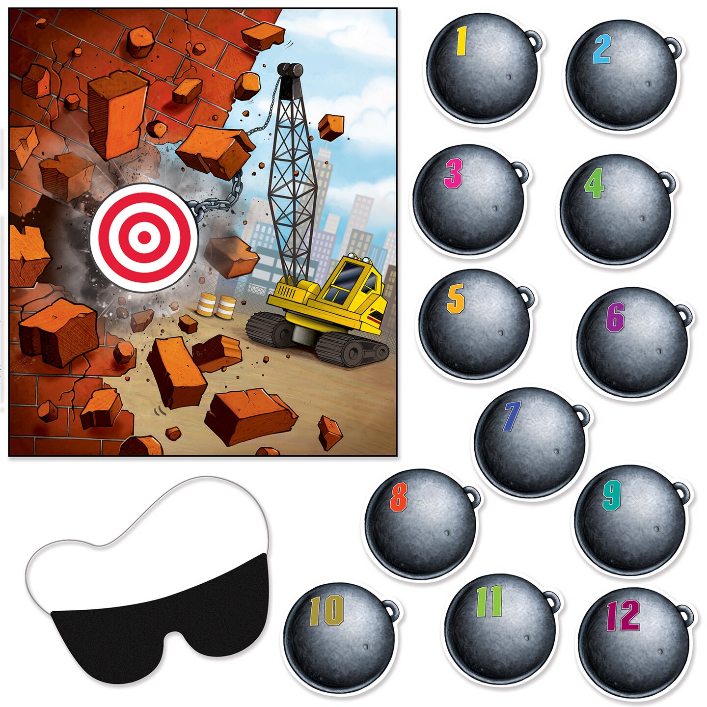 Beistle Pack of 24 Pin The Wrecking Ball On The Crane Game 19&#x22;