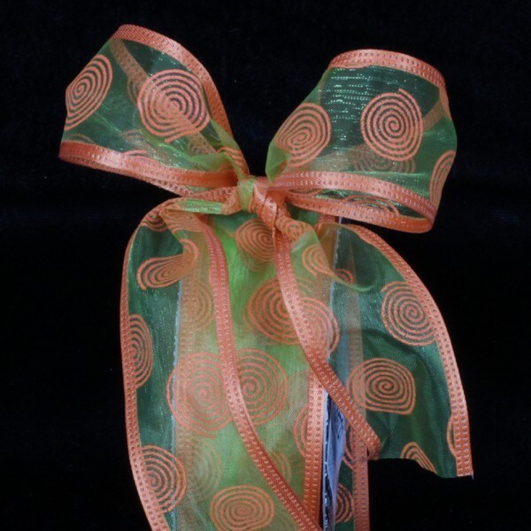 The Ribbon People Orange and Lime Green Sheer Wire Edged Craft Ribbon 1.5&#x22; x 80 Yards
