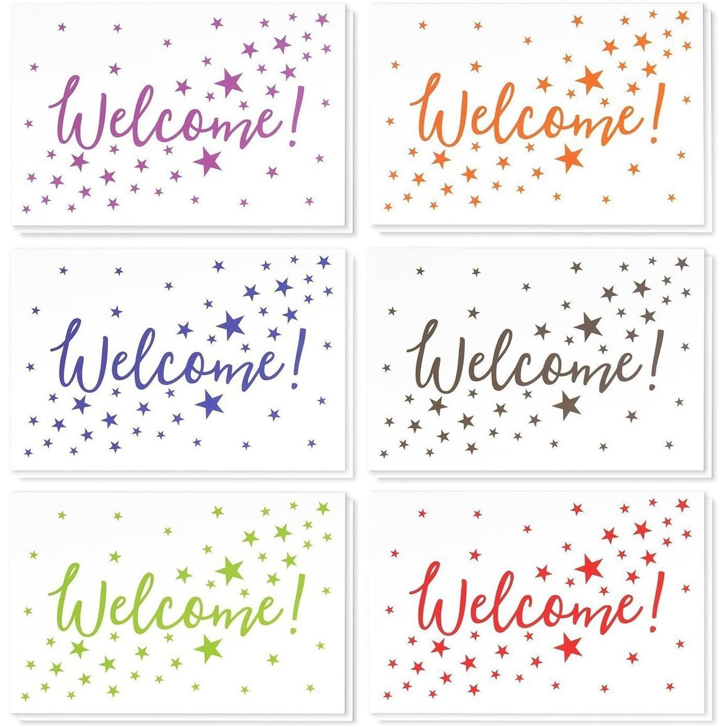 36 Pack Bulk Welcome Cards with Envelopes for Guests, Employees, Business, Star Pattern Design, Blank Interior (4x6 In)