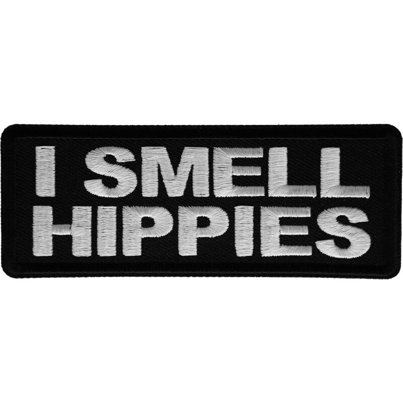 Patch, Embroidered Patch (Iron-On or Sew-On), I Smell Hippies Funny Patch, 4" x 1.5"