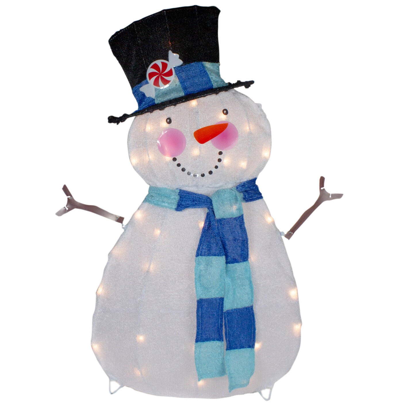 Northlight Lighted Chenille Snowman Outdoor Christmas Decoration - 32&#x22; - White Lights