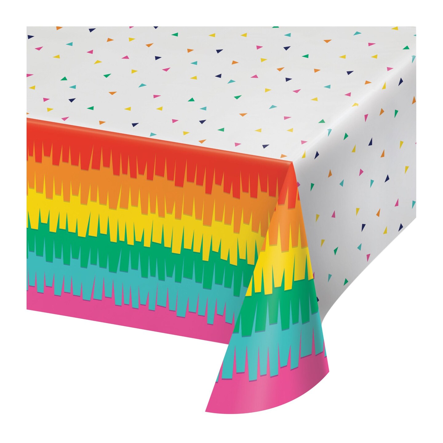 Party Central Pack of 6 White and Orange Fiesta Fun Rectangular Tablecloths 102&#x22;