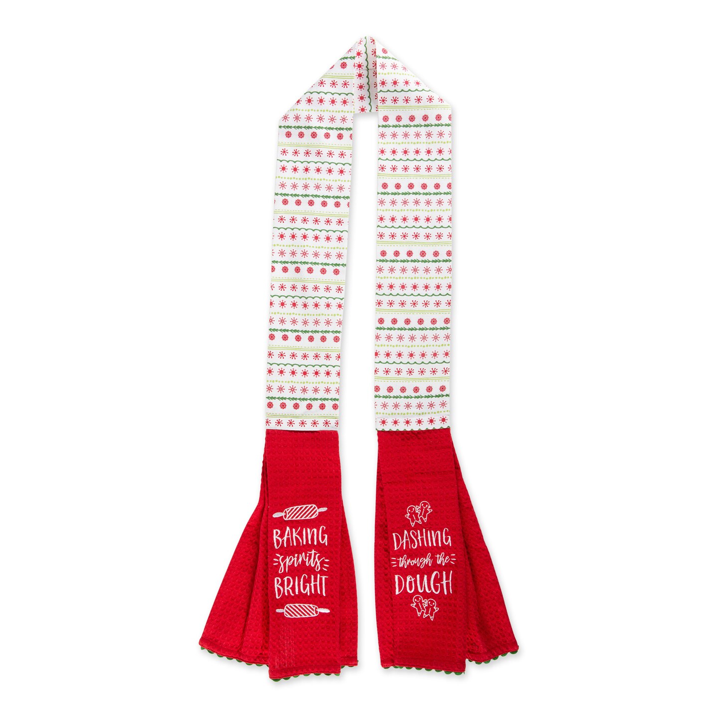 Contemporary Home Living 5.75&#x27; Red and White Towel Holiday Baking Kitchen Scarf