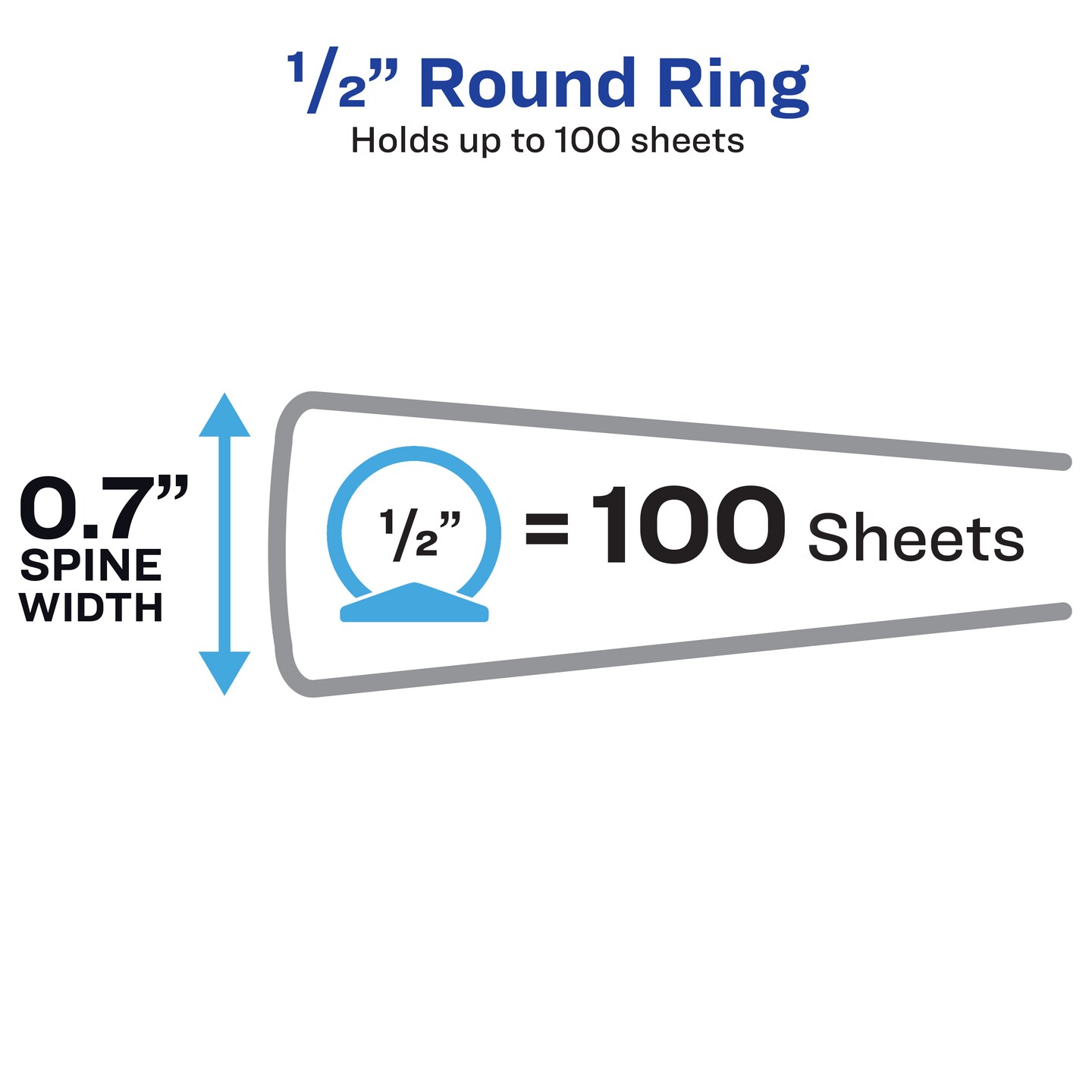Avery Mini Durable View 3 Ring Binder, 0.5&#x22; Round Rings, Holds 5.5&#x22; x 8.5&#x22; Paper, 1 White Binder (27726)