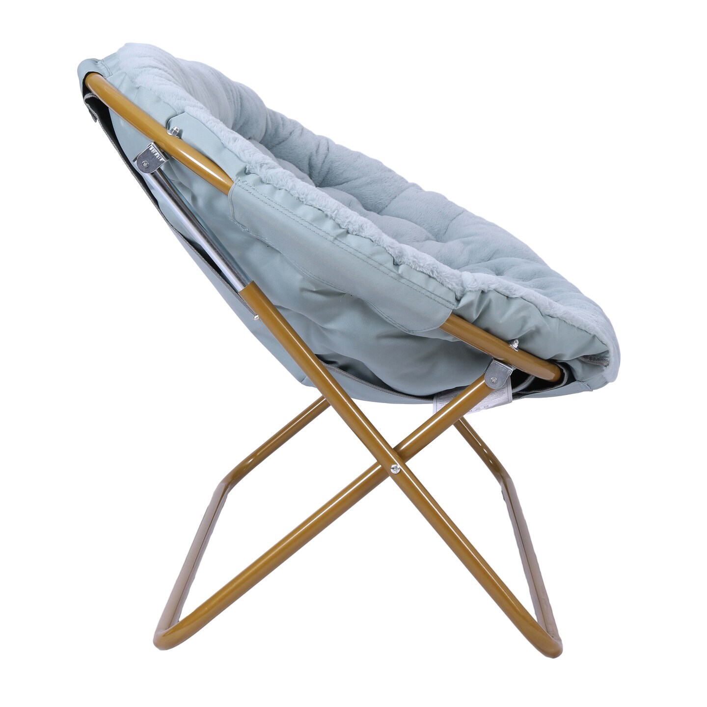 Emma and Oliver Janey Folding Double Saucer Chair with Steel Frame for Dorm, Living Room, or Bedroom