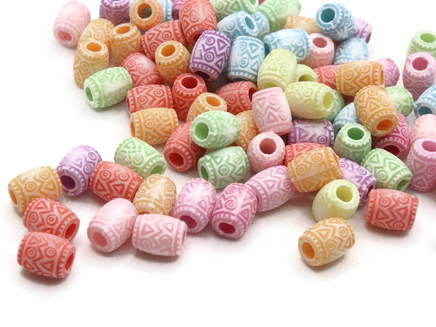 100 15mm Large Hole Mixed Color Plastic Tube Beads