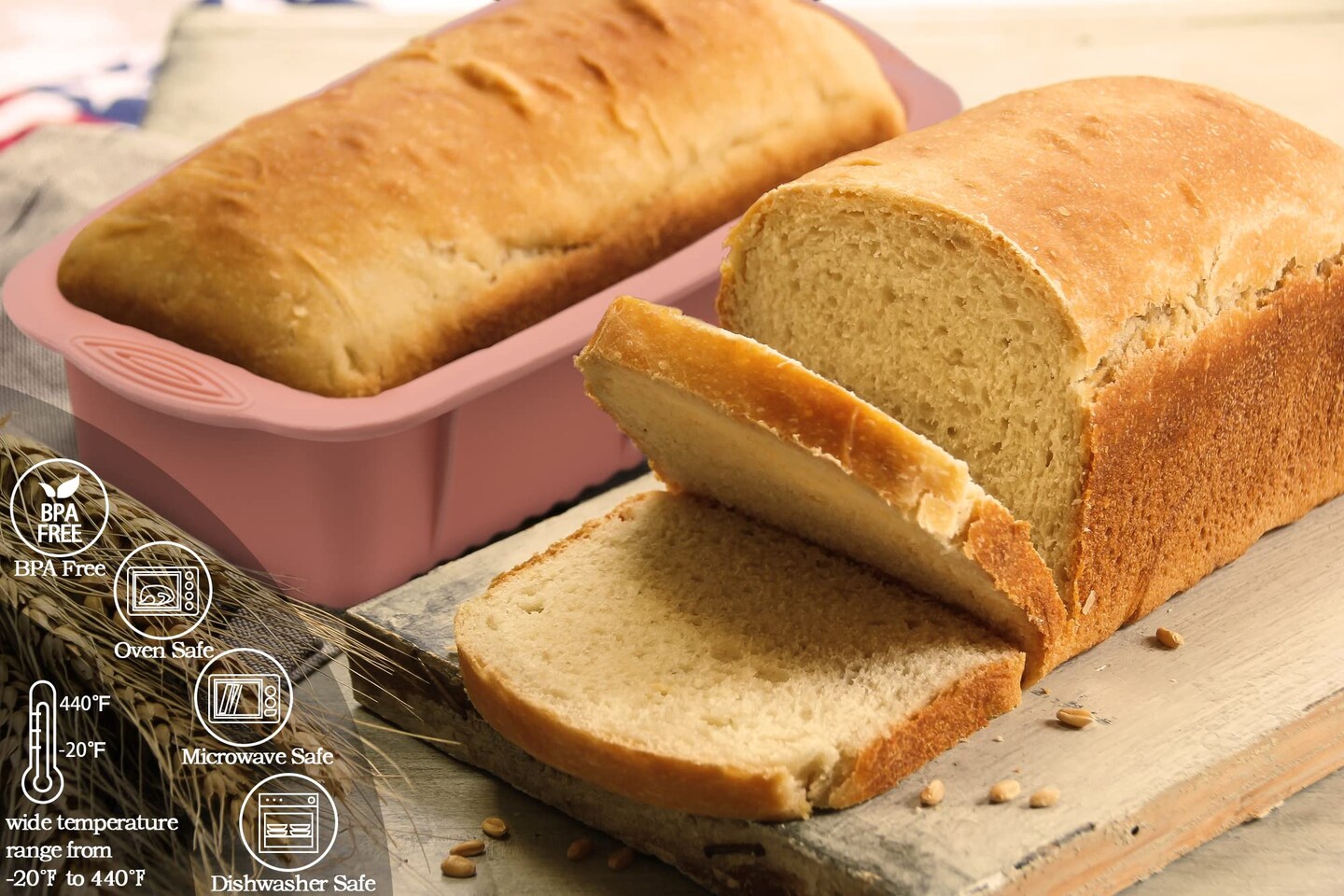 3 Pieces Silicone Bread Loaf Pans - Baking Mold For Baking Cakes,Brownies,Long loaf of bread Cheesecakes,Homemade Cakes Breads,Meatloaf,Ice brickand and More Set of 3 colors