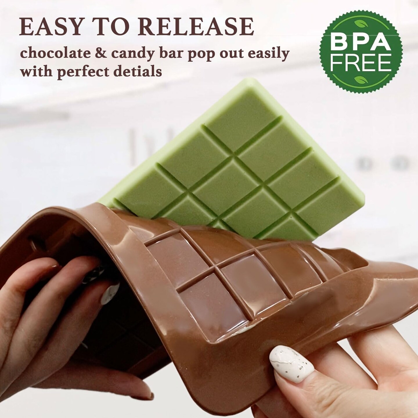 4 Pieces, Snap Candy Bars Making Kit Fondant Mould Set, BPA Free Soy Candle Wax Melt Durable Mold Easy Release Non-Stick for Protein and Energy DIY Handmade Gifts