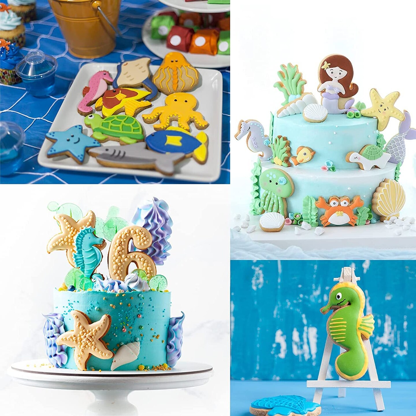 12 Pieces Ocean Creatures Cookie Cutters Set, ISZW Stainless Steel Marine Species Shapes Baking Mold for Kids Baking, Metal Cookie Sandwich Biscuit Cutter Molds for Kids Birthday Party DIY Cake Decoration