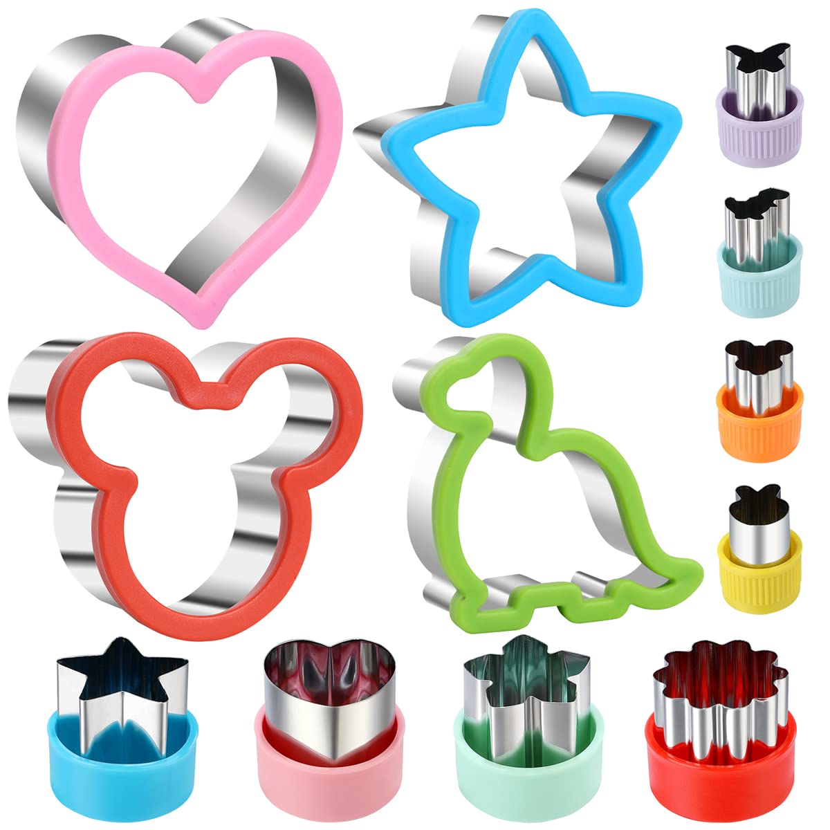 12 Pieces Sandwich Cookie Cutters Set, Dinosaur,Heart,Star,Mouse,Sandwich Knife Cookie Knife Vegetable Cutter Food Grade Cookie Mould.