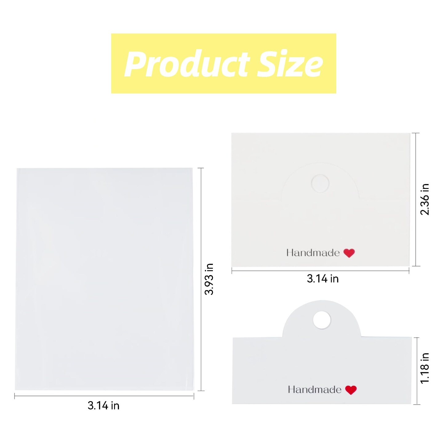 100 Pieces Packaging for Small Business, Small Business Packaging Supplies for Bracelet, Car Coaster, Keychain, Jewelry, Display Cards for Selling, 3.14&#x27;&#x27;&#xD7;3.14&#x27;&#x27;