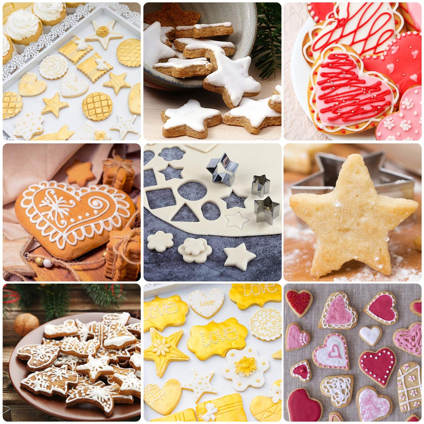 24 Pieces Metal Dough Cutters Flower Star Heart Round Geometric Shapes Cutters for Kids Use for Cookies,Biscuit,Pastry Dough,Pie Crust,Fruits Fondant Homemade Baking