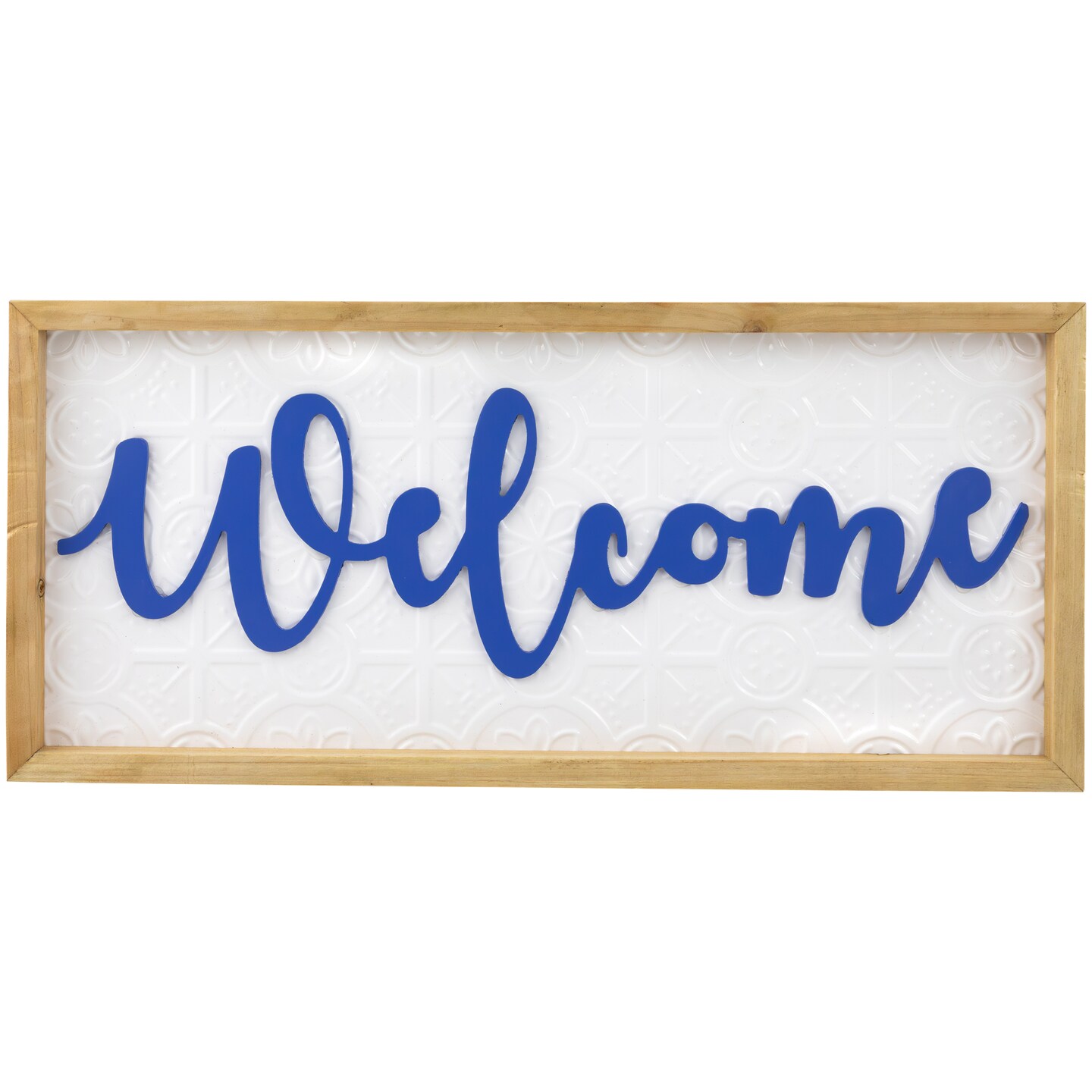 Northlight Welcome Framed Wall Sign - 20&#x22; - White and Blue