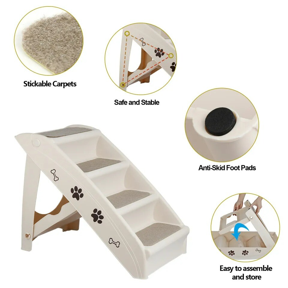 Foldable Dog Ramp Stairs For Small Pets Dog Pickup Travel Ladder MAX 100 LB