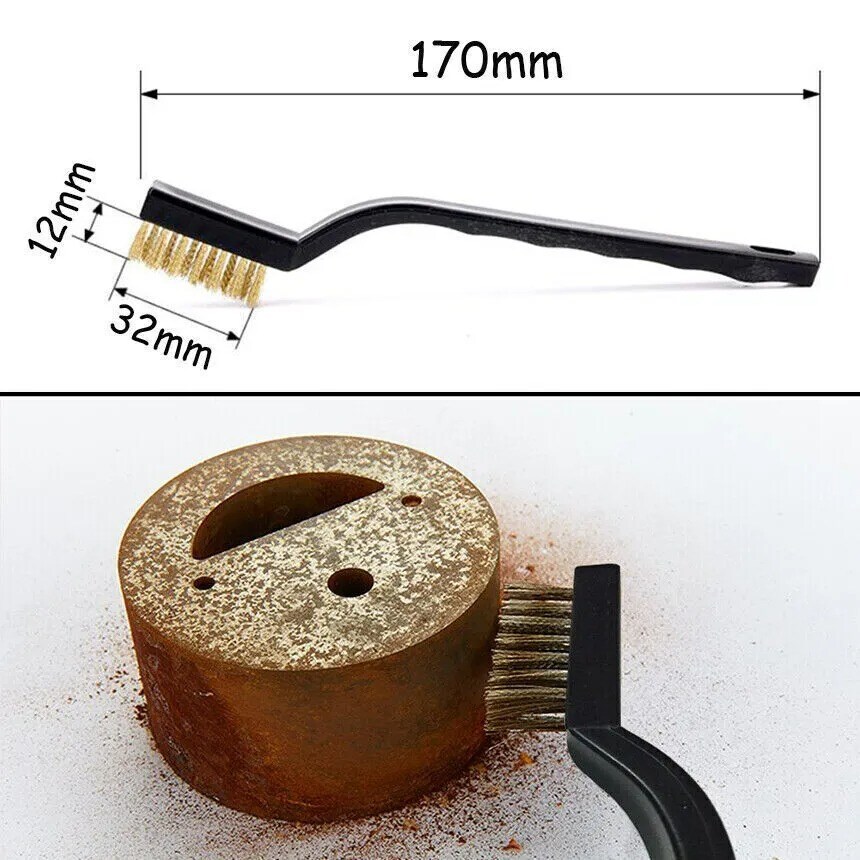 12x Mini Wire Brush Micro Stainless Steel Brass Rust Remover Clean Polishing